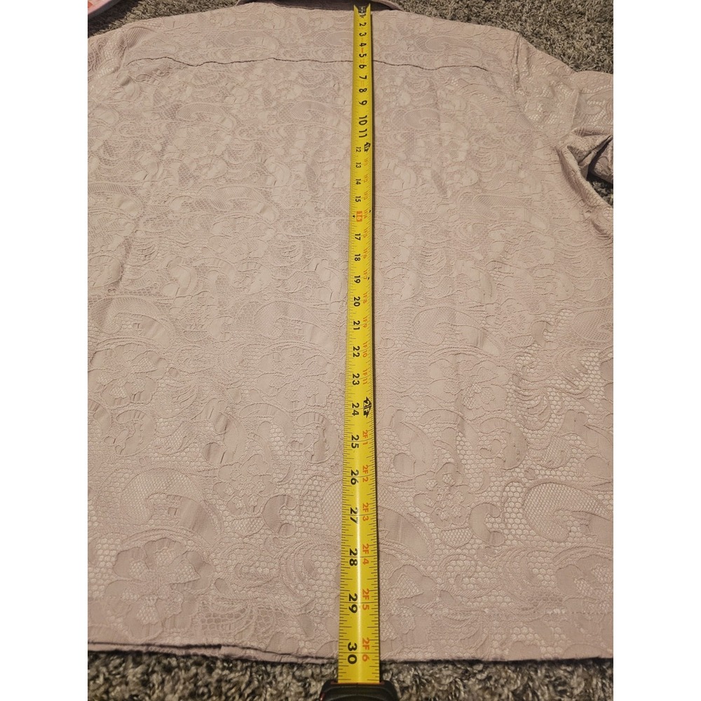 NWT Mens XXL Short Sleeve Button Up Shirt Cotton Lace Lilac Cuban Style Collar - Picture 13 of 16